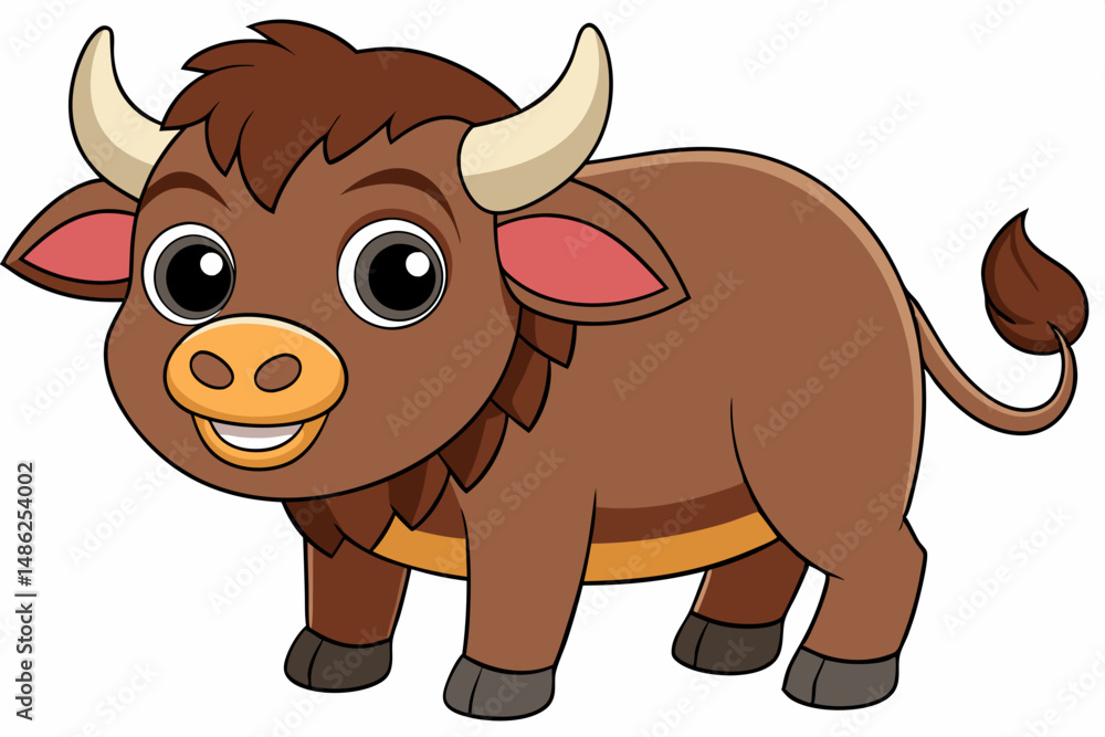 Fototapeta premium buffalo cartoon vector on white background