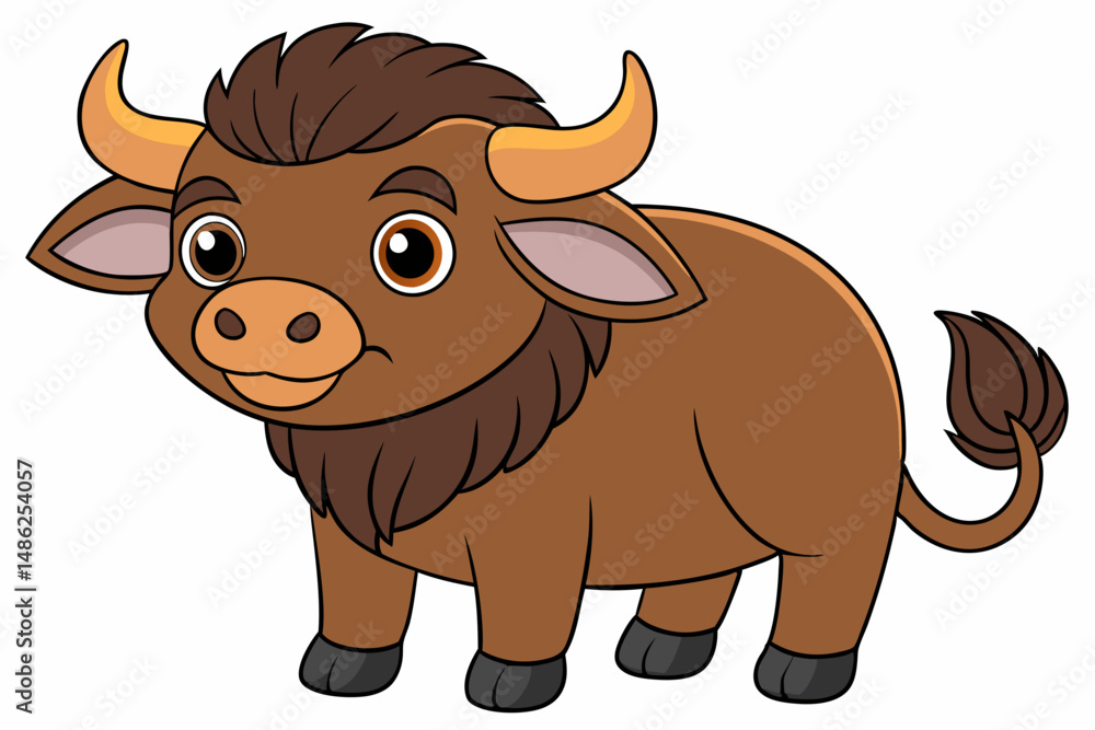 Fototapeta premium buffalo cartoon vector on white background