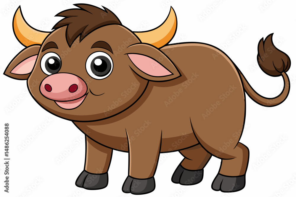 Fototapeta premium buffalo cartoon vector on white background