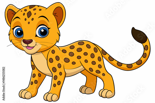 cheetah cartoon vector on white background