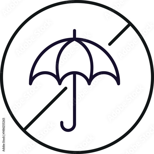 Umbrella Prohibited Minimalistic Thin Outline Icon for Web and Graphic Design, Apps, Banners, Social Network and Cards