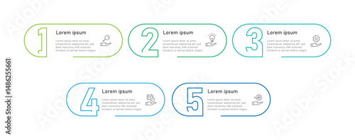 Design template infographic element. 5 step columns information with number line style and icons suitable for business information and presentation.