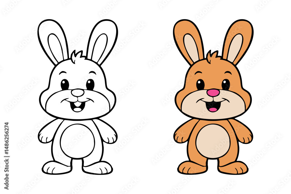 Obraz premium Coloring book featuring rabbit