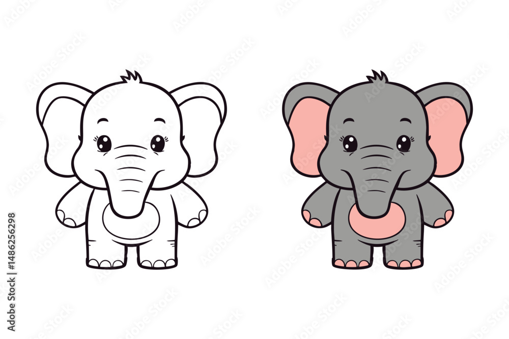 Obraz premium Coloring book featuring elephant