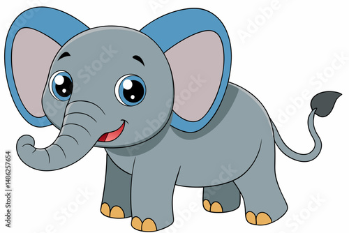 elephant cartoon vector on white background