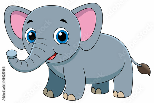 elephant cartoon vector on white background