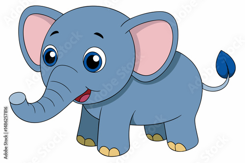 elephant cartoon vector on white background