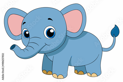 elephant cartoon vector on white background