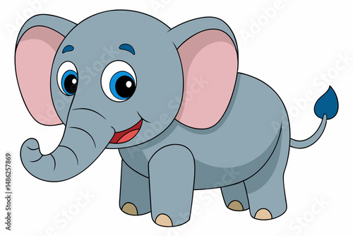 elephant cartoon vector on white background