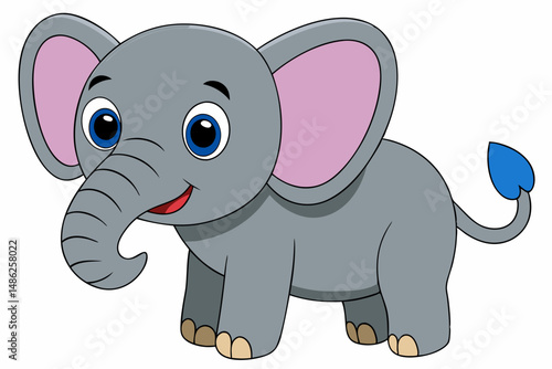 elephant cartoon vector on white background