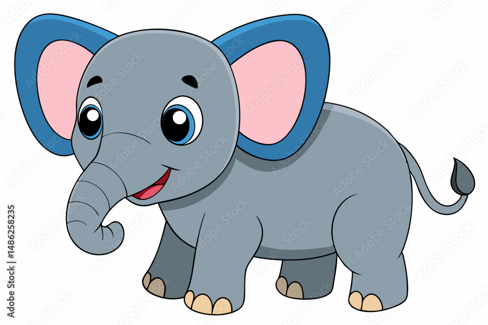Fototapeta premium elephant cartoon vector on white background