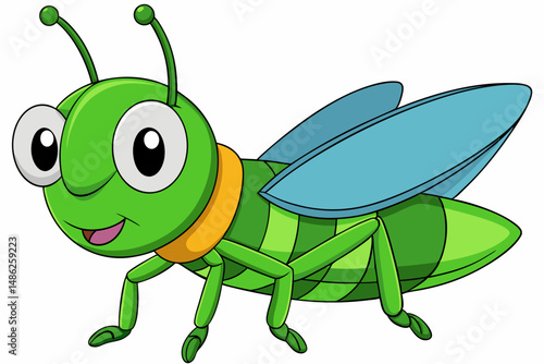 grasshopper cartoon vector on white background