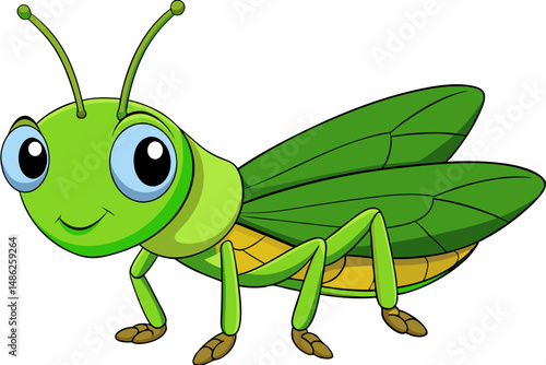 grasshopper cartoon vector on white background
