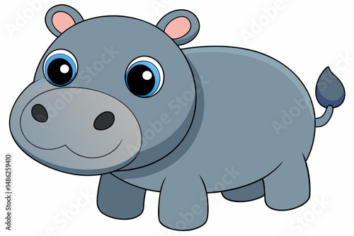 hippo cartoon vector on white background