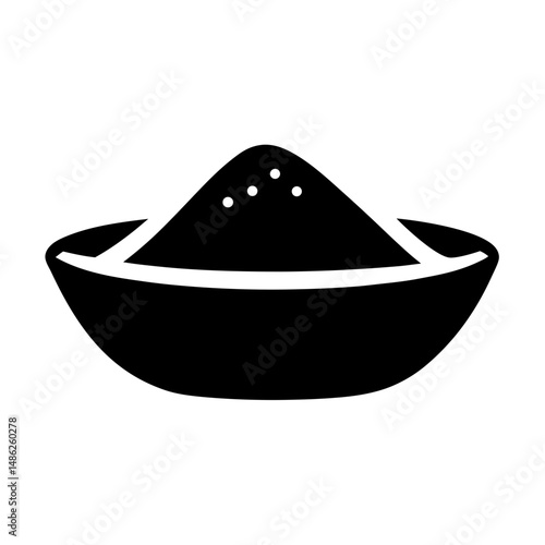 A single filled bowl icon presented in a bold, solid black format