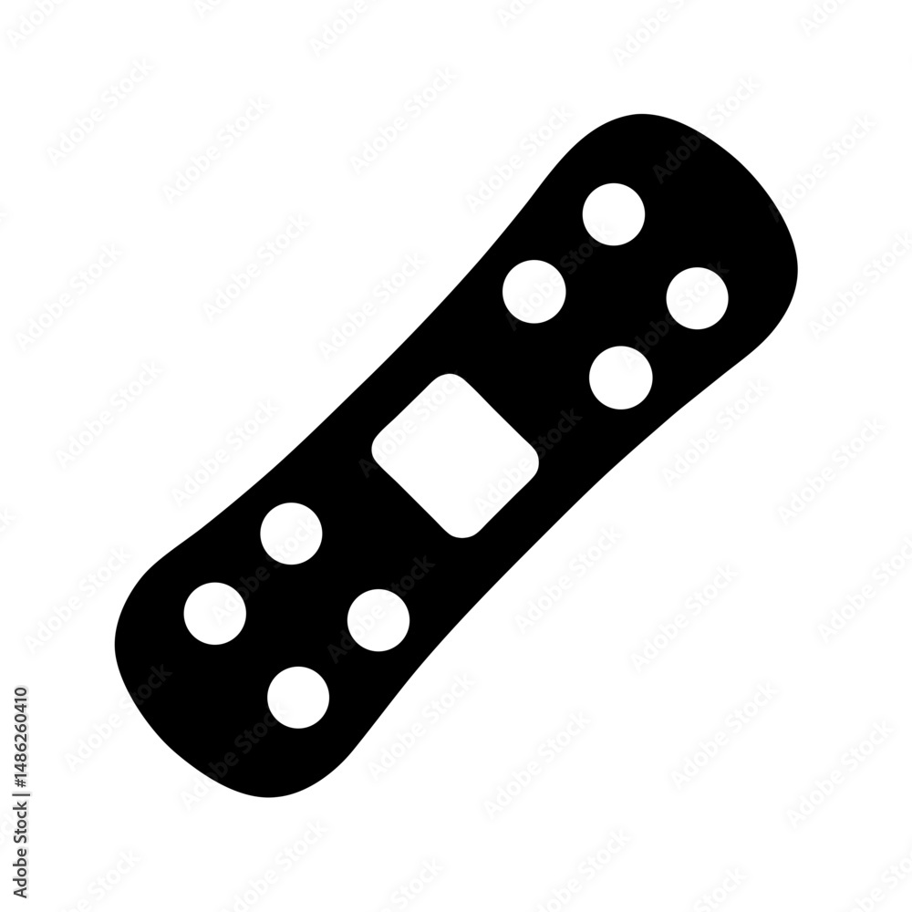 Black and White Image Depicting an Adhesive Bandage for First Aid Use Black and White Image Depicting an Adhesive Bandage for First Aid Use