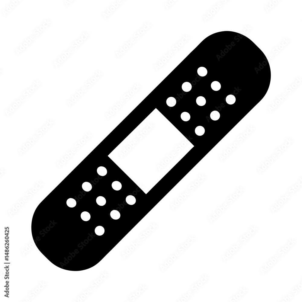 Simple Black and White Illustration of a Bandage for Wound Care Simple Black and White Illustration of a Bandage for Wound Care