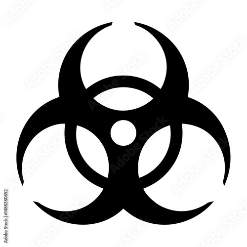 The international biohazard symbol in black and white, signifying biological risk