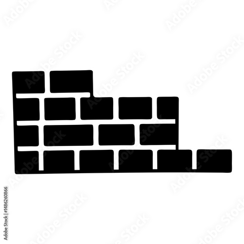 Illustration of a partially constructed brick wall in black and white