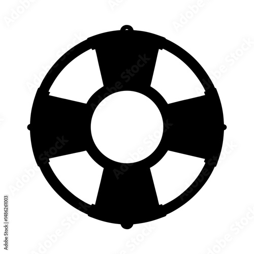 Black and white life preserver illustration, a symbol of safety and rescue