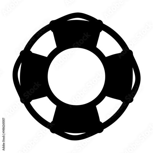 Bold Black and White Life Preserver Symbol Against a Clean White Backdrop