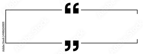 Rectangular balloon with a black outline, side edge opening, and two quotation marks placed inside.