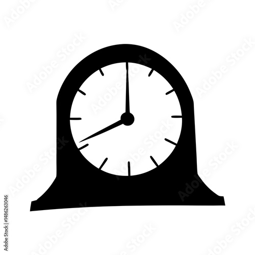 Stylized silhouette of an antique mantel clock indicating the time is 830