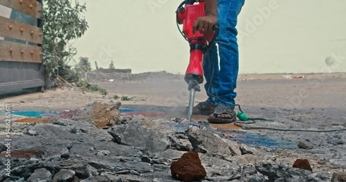Wallpaper Mural Heavy Duty Road Work – Breaking Pavement with a Drill Torontodigital.ca
