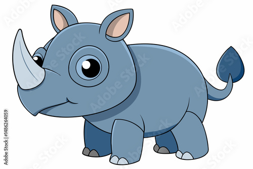 rhino cartoon vector on white background