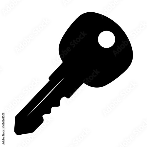 Silhouette of a simple key for locking doors and opening security access