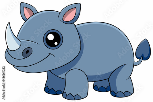 rhino cartoon vector on white background