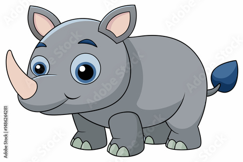 rhino cartoon vector on white background