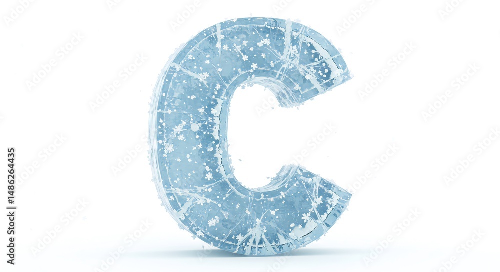 Frozen Letter C Represents Cold Temperatures Winter Weather Ice and Freezing Conditions Illustration Frozen Letter C Represents Cold Temperatures Winter Weather Ice and Freezing Conditions Illustration