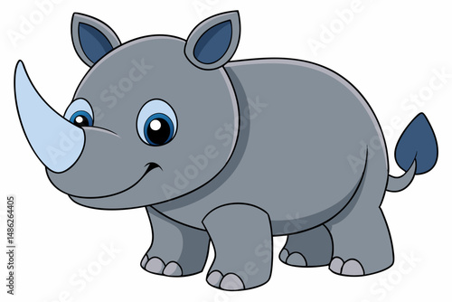 rhino cartoon vector on white background