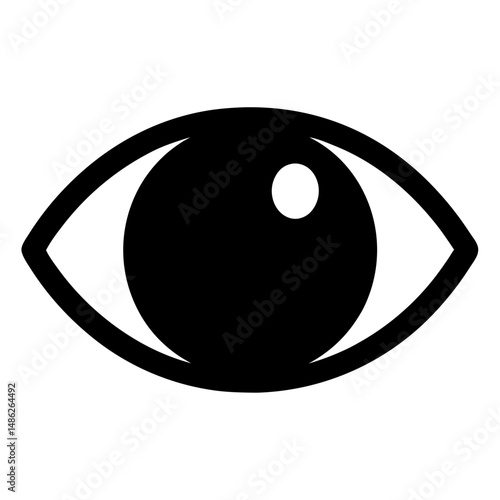 Simple Black and White Eye Illustration Representing Vision, Sight, and Perception