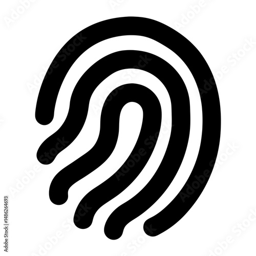Stylized fingerprint icon with unique whorls, security, biometric identification, vector