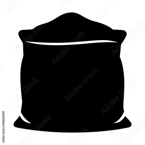 Silhouette of a Full Sack or Bag Isolated on White Background