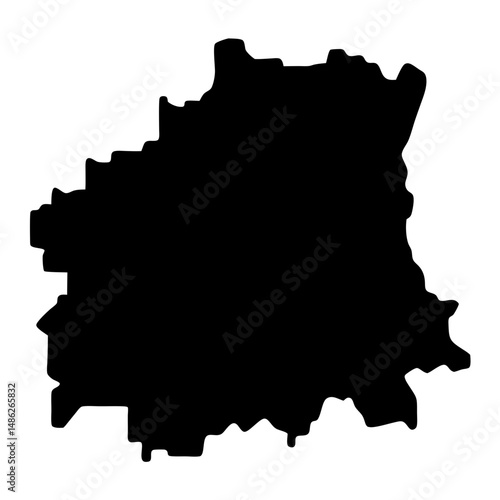 Silhouette map of the Belarusian Brest region, with detailed borders and features
