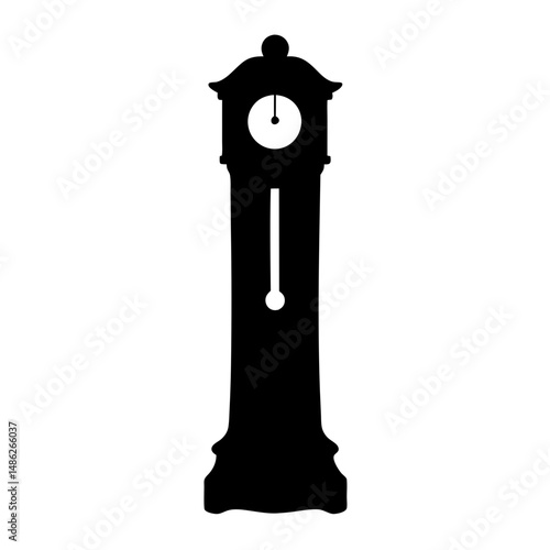 Silhouette of an Antique Grandfather Clock Displaying a Traditional Timepiece Design