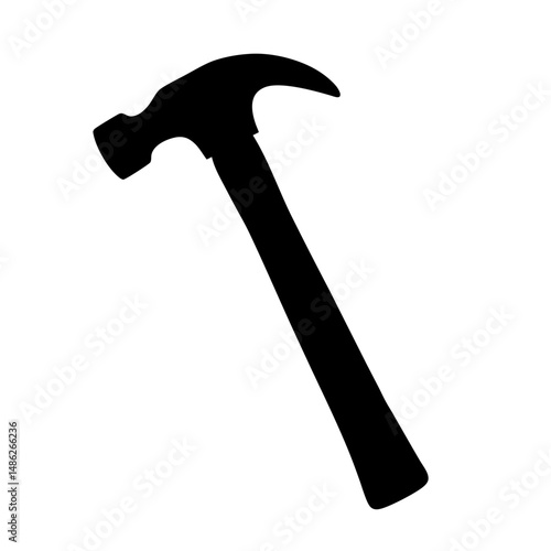 Silhouette of a claw hammer used for carpentry and construction work
