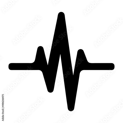 Simple electrocardiogram waveform in black over a white background depiction