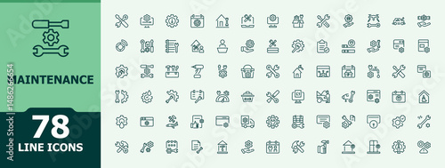 Maintenance icon set. Minimalist icons collection. Contains related to work, repair, tools, industrial, tool, service. Editable vector illustration. Tools icon.