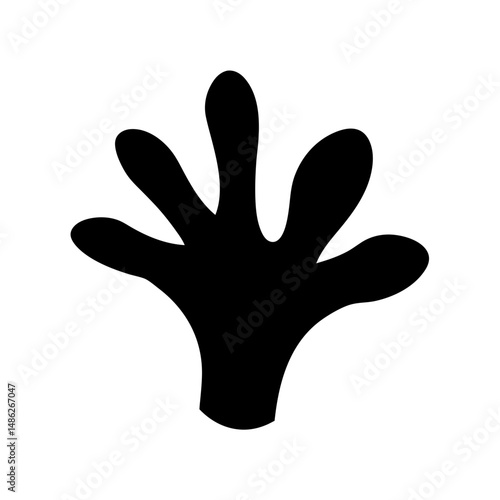 Simple graphic representation of a mysterious black hand shape with fingers