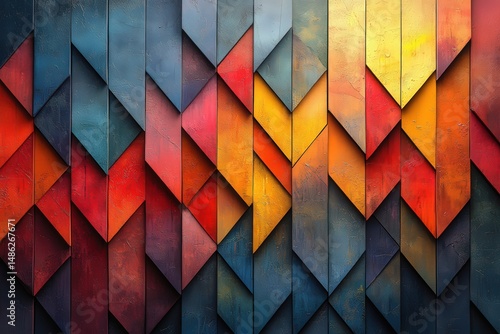 Geometric Patterns Reflecting Financial Data Analysis Through Vibrant Colors and Shapes on a Concrete Surface in an Urban Setting