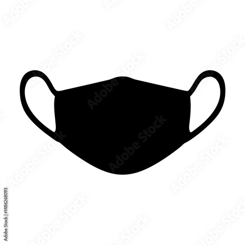 Black medical face mask vector graphic illustration during pandemic times