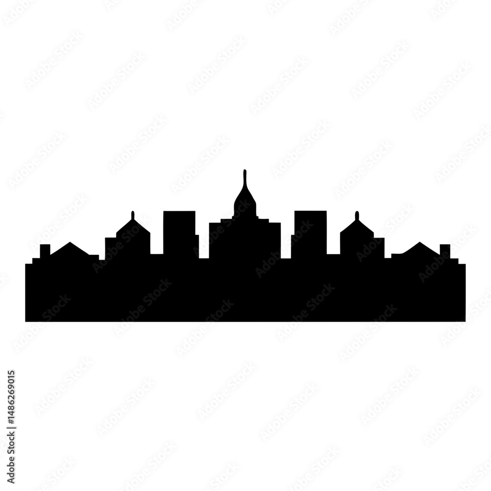 Naklejka premium Silhouette image of a city skyline at night with tall buildings