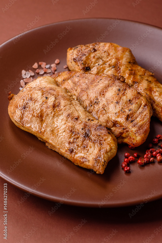 Chicken breast, grilled fillet, meat meal on a plate Chicken breast, grilled fillet, meat meal on a plate
