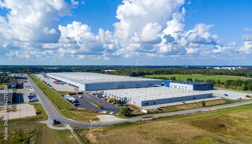 Wallpaper Mural Expansive Warehouse Facility Under Bright Midday Sun with No People Torontodigital.ca