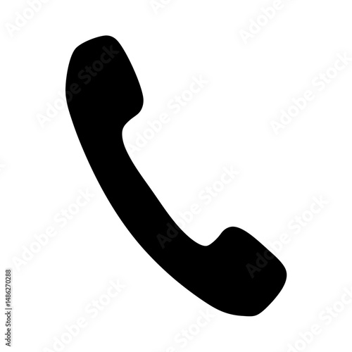 Black telephone receiver icon isolated on white background signifying communication
