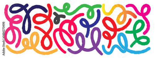 Colorful Gradient curves with Gradient. Organic doodle figure with gradient effect. Vector illustration.